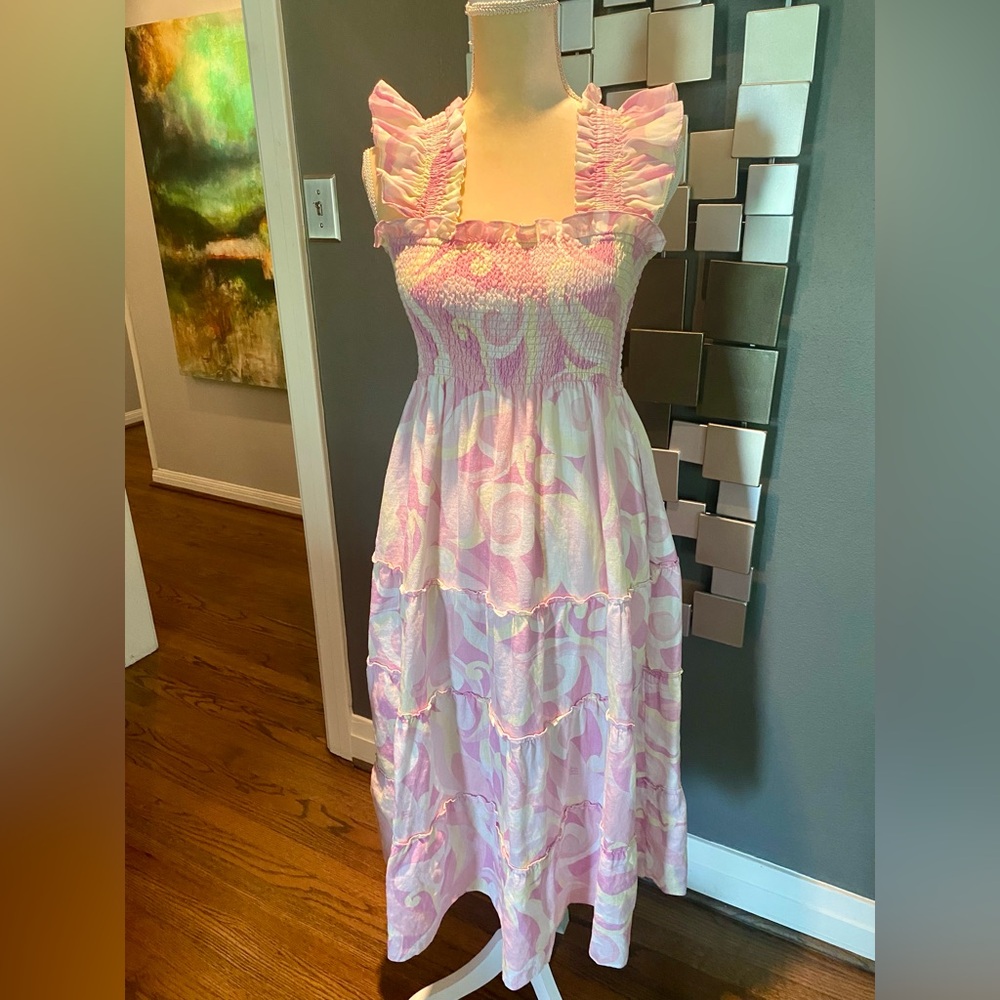 Hill House Pink Kaleidoscope Linen Ellie Nap Dress